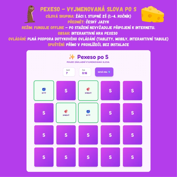 Pexeso - Vyjmenovaná slova po S