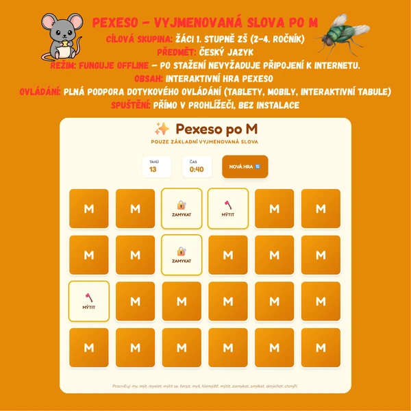Pexeso - Vyjmenovaná slova po M