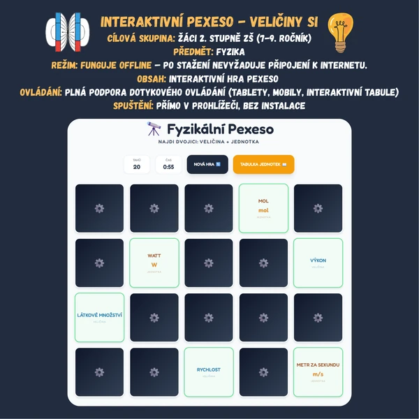 Pexeso - Veličiny soustavy SI
