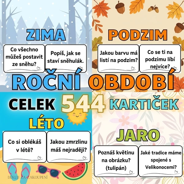 ROČNÍ OBDOBÍ - 544 kartiček - komunikační kartičky 