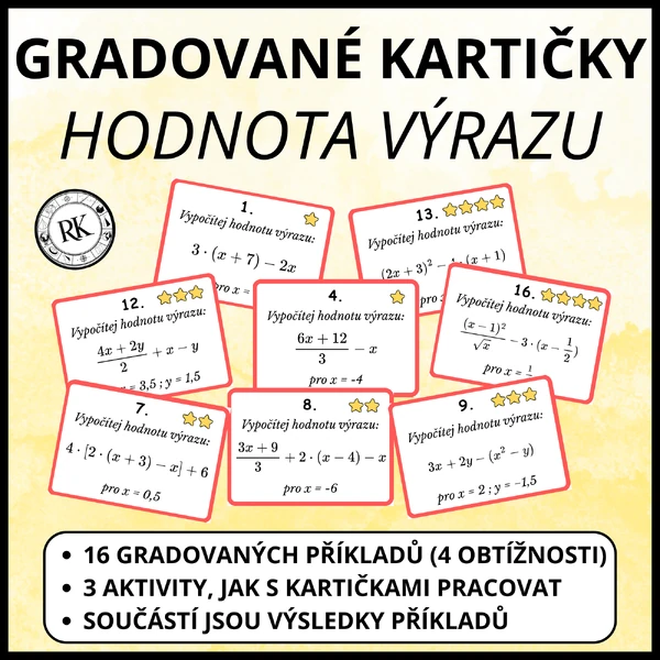 Hodnota výrazu - Gradované kartičky