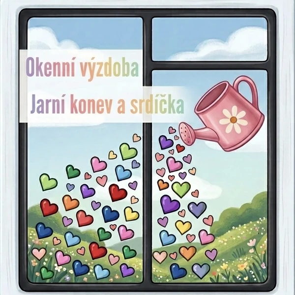 Okenní výzdoba: Jarní konev a srdíčka (55 stran)