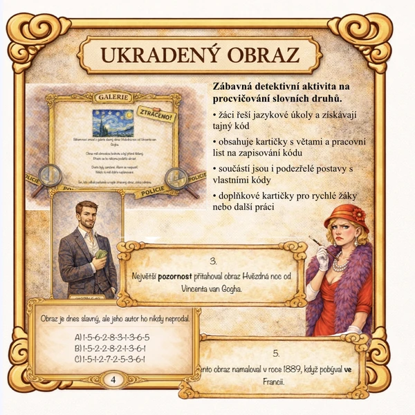 Slovní druhy-záhada ukradeného obrazu