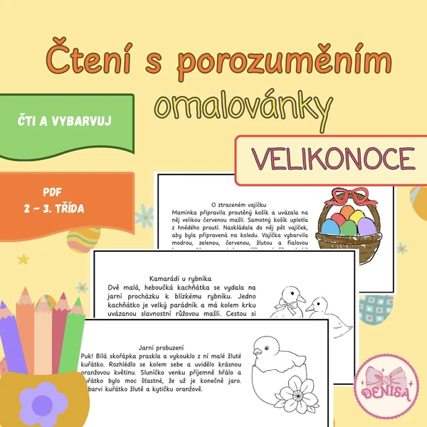 Velikonoční čtení s porozuměním - omalovánky