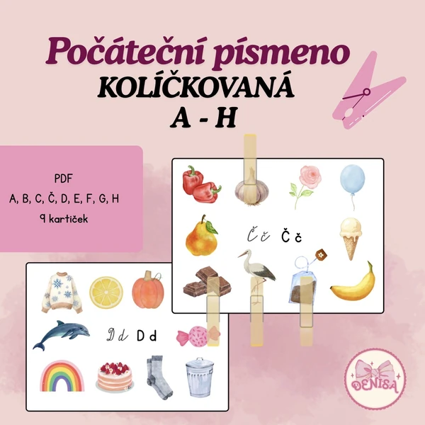 Počáteční písmena A - H kolíčkovaní