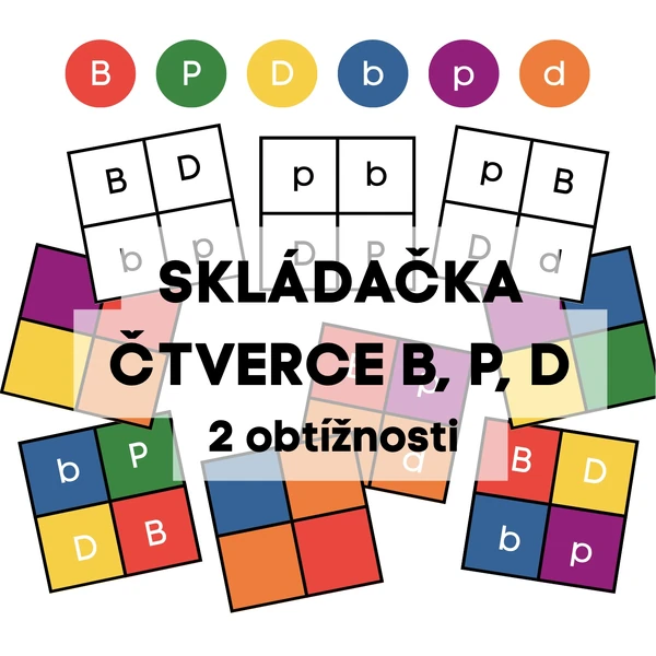 Skládačka - čtverce B, P, D