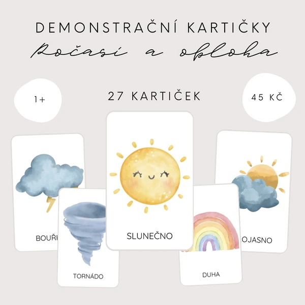 Demonstrační kartičky - počasí a obloha