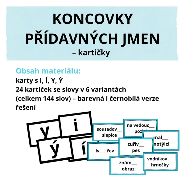 KONCOVKY PŘÍDAVNÝCH JMEN – kartičky