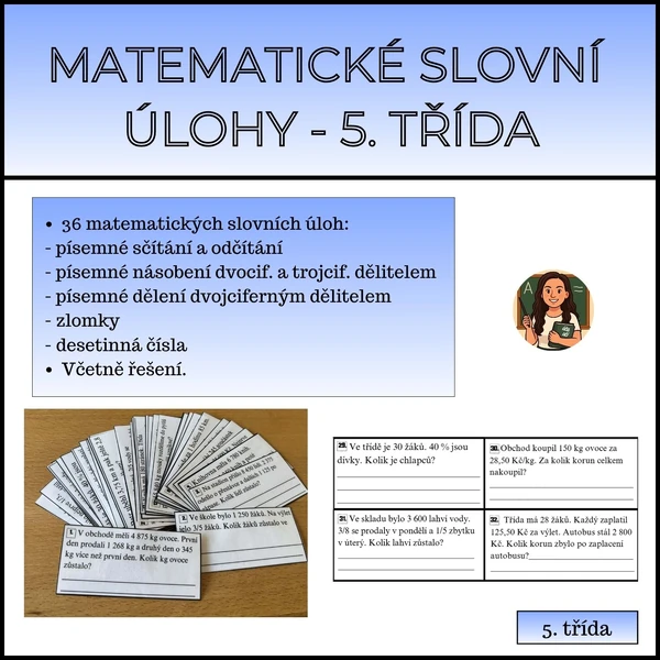 Matematické slovní úlohy - 5. TŘÍDA
