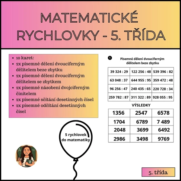 Matematické rychlovky - 5. třída