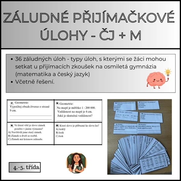Záludné přijímačkové úlohy - ČJ + M