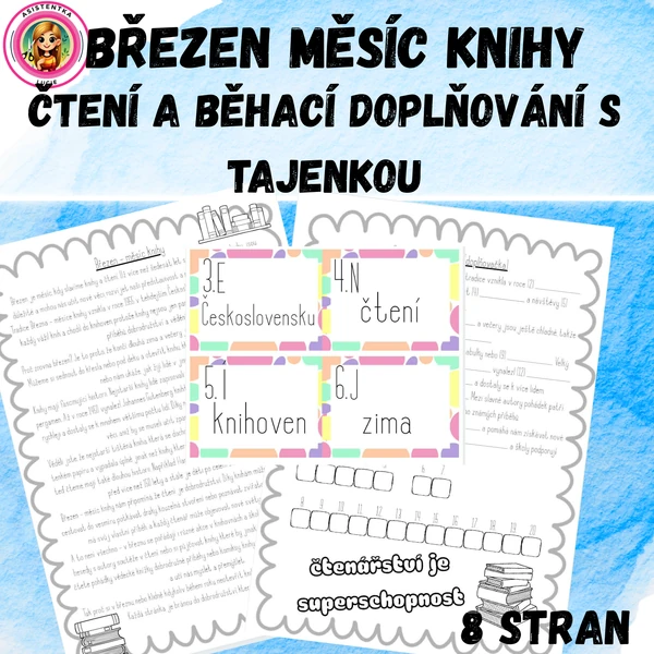 Březen měsíc knihy - čtení a běhací doplňování s tajenkou
