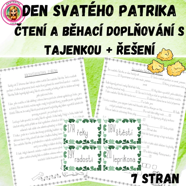 Den sv. Patrika - čtení a běhací doplňování s tajenkou