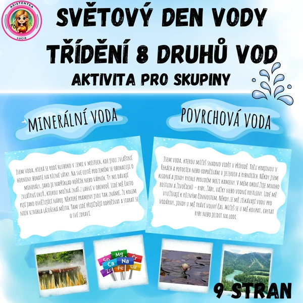 Světový den vody - třídění druhů vod