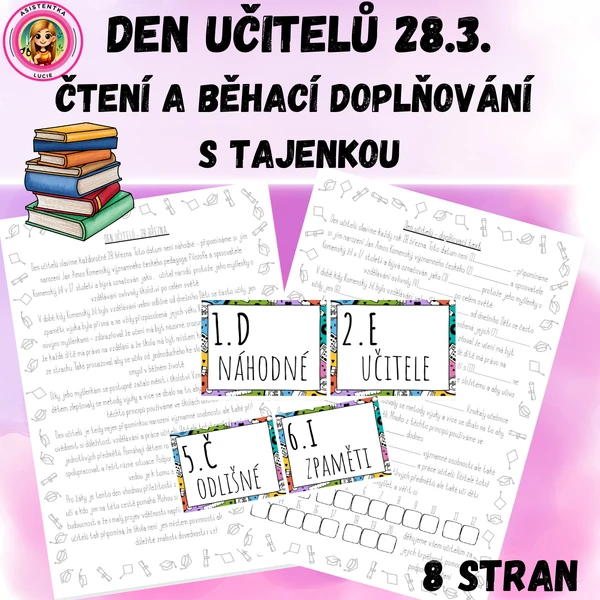 Den učitelů 28. 3. - čtení a běhací doplňování s tajenkou
