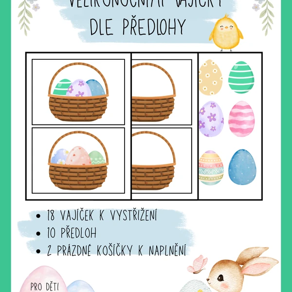 KOŠÍČKY S VELIKONOČNÍMI VAJÍČKY - práce s předlohou