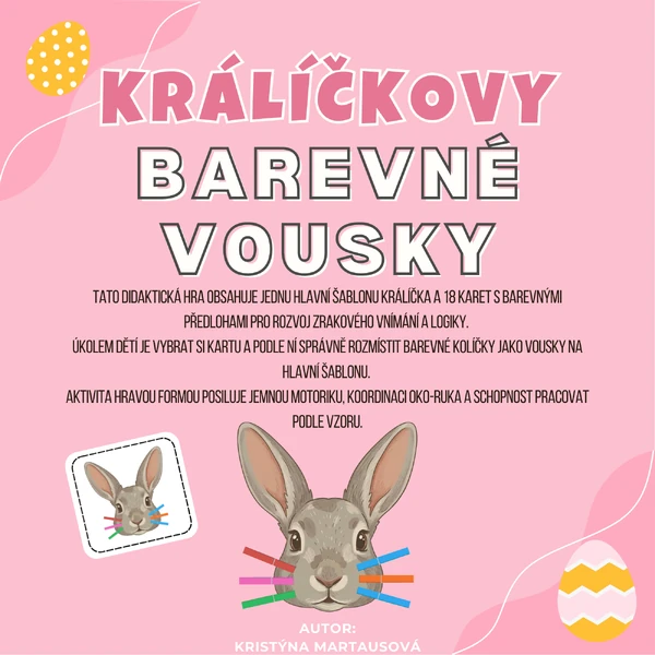 Králíčkovy barevné vousky - Kolíčkovaná s ušákem