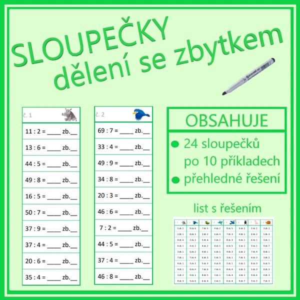 Sloupečky - dělení se zbytkem