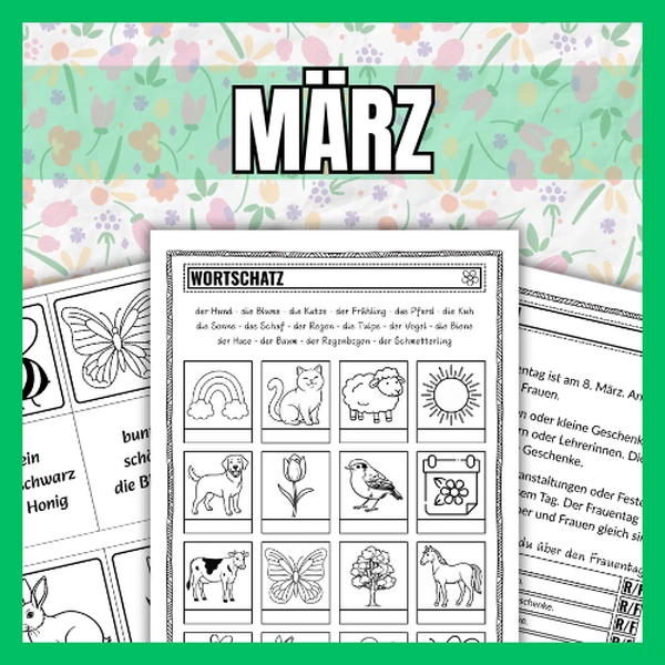 MÄRZ | Den žen, jaro, zvířata, přídavná jména