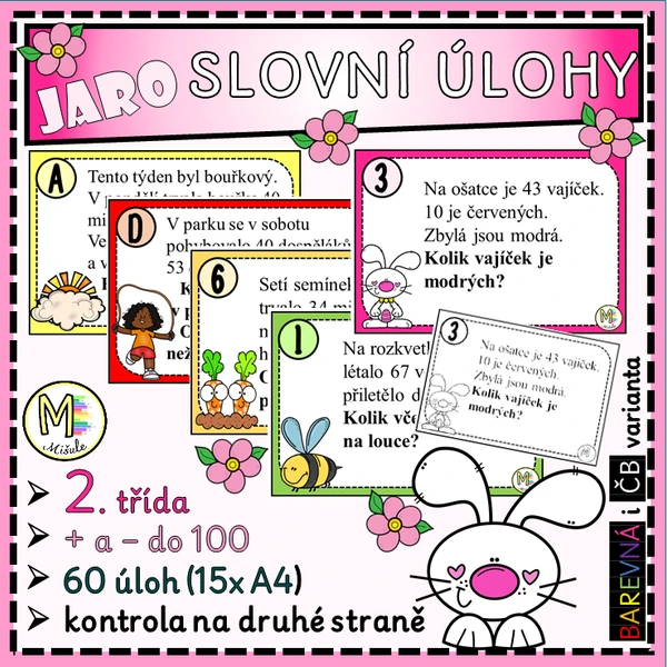SLOVNÍ ÚLOHY - JARO - 2. TŘÍDA (+ A - DO 100)