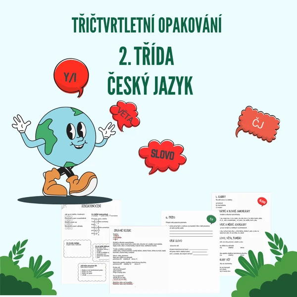 Třičtvrtletní opakování z českého jazyka pro 2. třídu + sebehodnocení