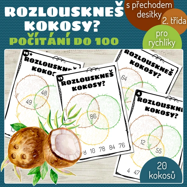 Rozlouskneš kokosy? Počítání do 100 pro rychlíky