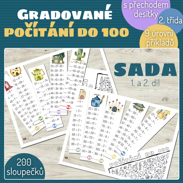 Gradované počítání do 100 s přechodem desítky - SADA