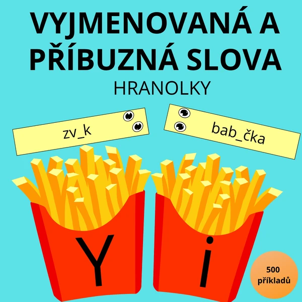 Hranolky - procvičovaní y/i (vyjmenovaná a příbuzná slova)