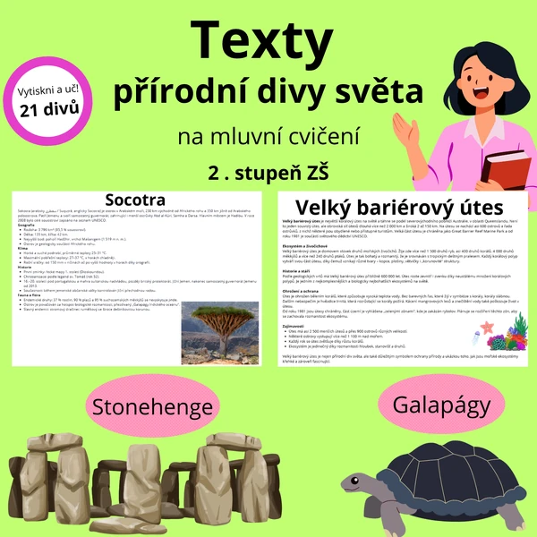 Přírodní divy - texty k mluvním cvičením, prezentacím