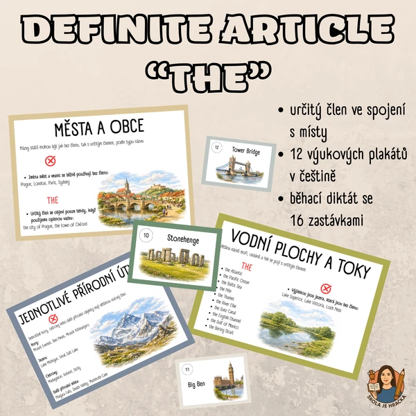 Definite article - určitý člen THE - místa