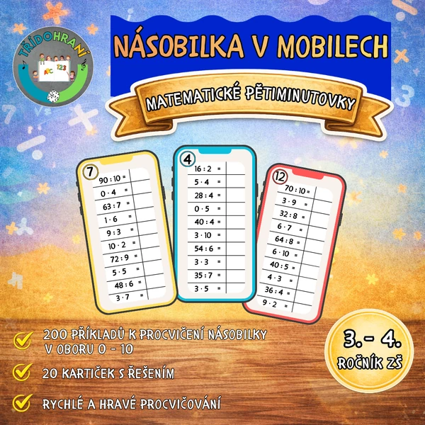 NÁSOBILKA V MOBILECH - matematické pětiminutovky