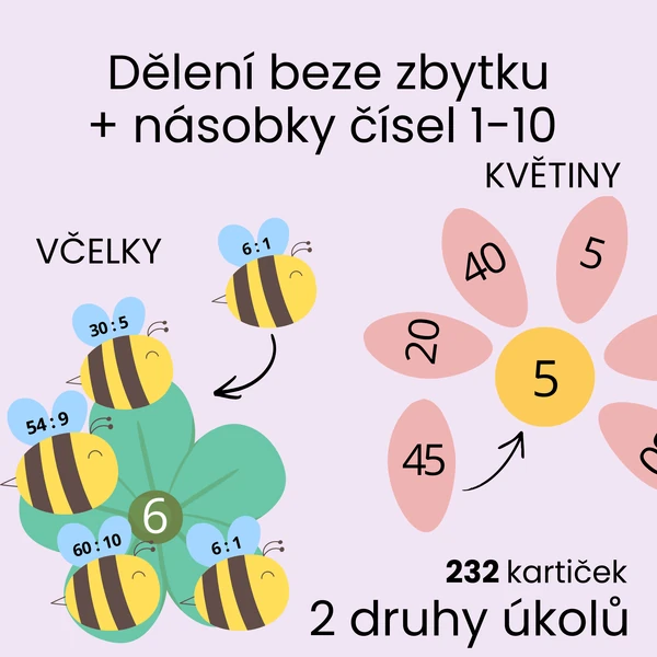Násobení a dělení hravě – květiny a včelky