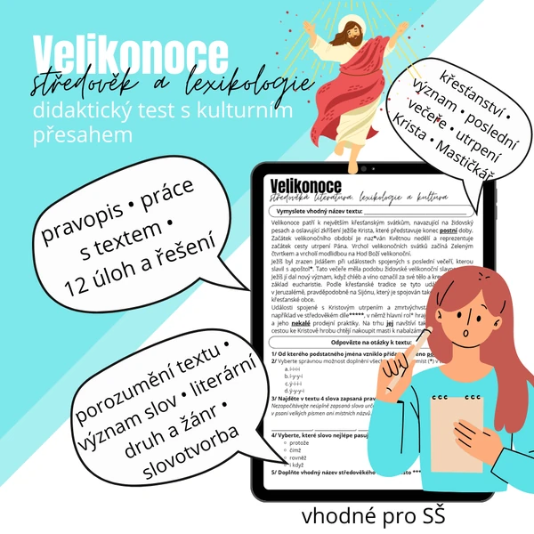 Velikonoce | didaktický test – středověk a lexikologie | čeština na SŠ