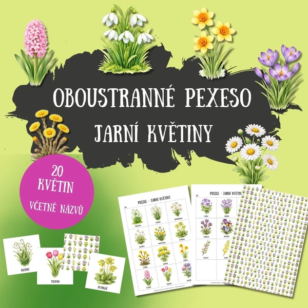 Jarní květiny - oboustranné pexeso