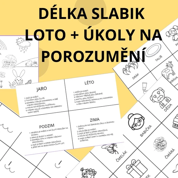 Délka slabik hravě - loto a čtení s porozuměním 