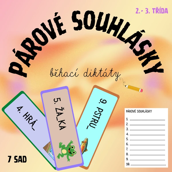 PÁROVÉ SOUHLÁSKY - běhací diktáty