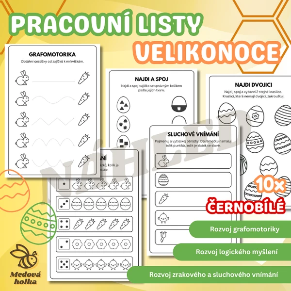 Pracovní listy - Velikonoce (černobílé)