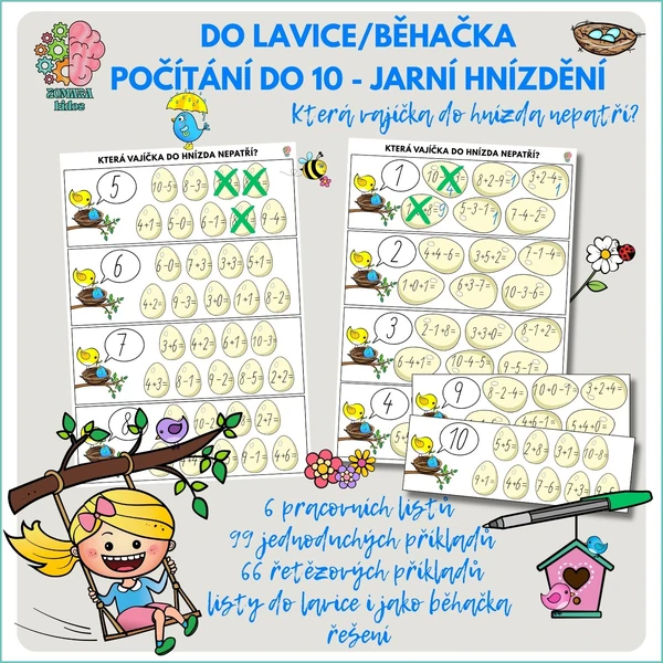 Běhačka i do lavice: Počítání do 10 - Jarní hnízdění