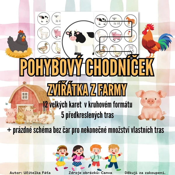 Pohybový chodníček - ZVÍŘÁTKA Z FARMY