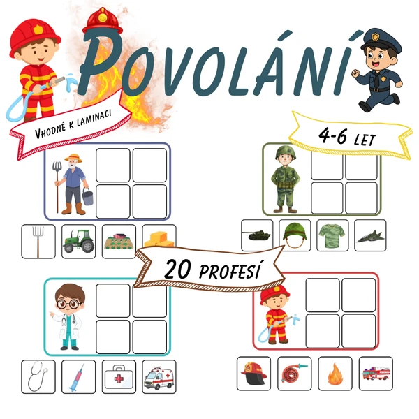 Povolání- přiřazovací karty