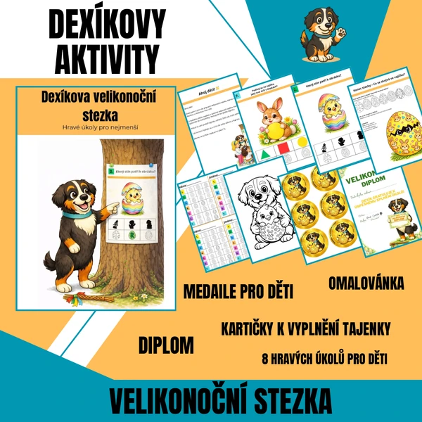 Dexíkova velikonoční stezka / plotovka | Velikonoce v MŠ (tajenka, diplom, medaile)