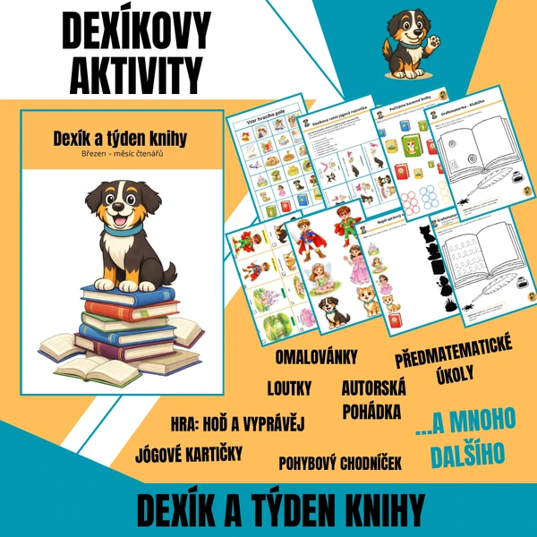 Dexík a týden knihy | březen – měsíc knihy | aktivity pro MŠ