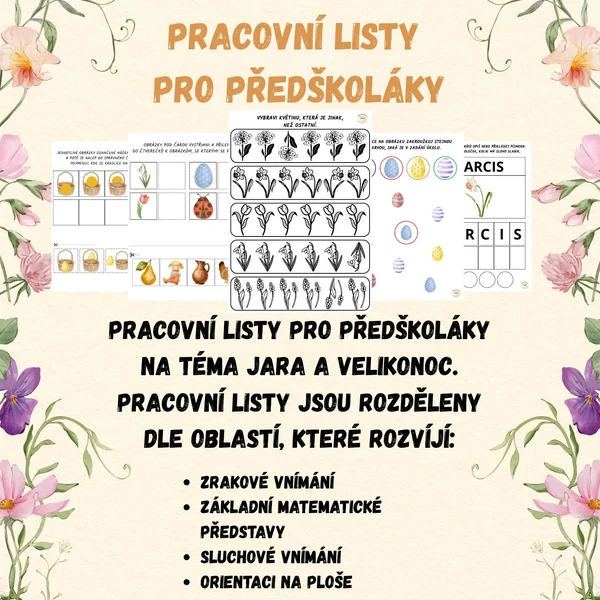 VELIKONOČNÍ/ JARNÍ PRACOVNÍ LISTY PRO PŘEDŠKOLÁKY