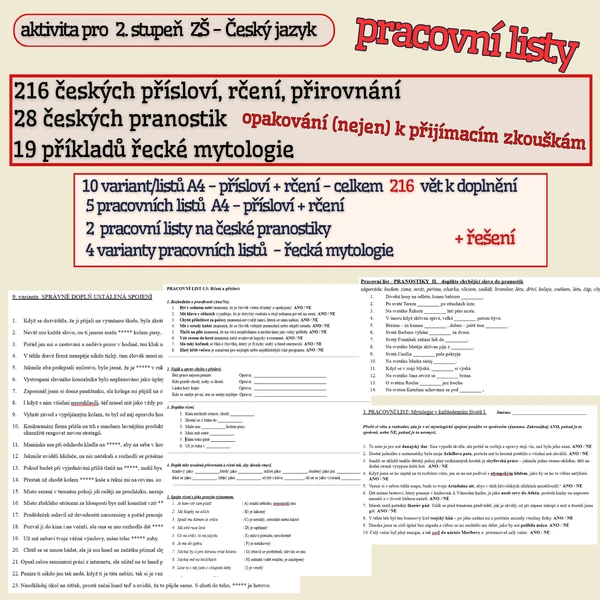 Česká přísloví, rčení, pranostiky + řecká mytologie - nejen jako příprava na PZ