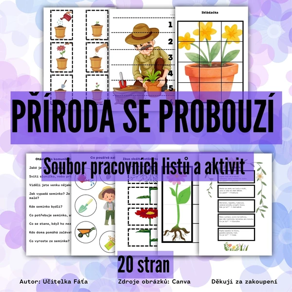 Příroda se probouzí - soubor plný obrázků, pracovních listů a aktivit pro děti v MŠ