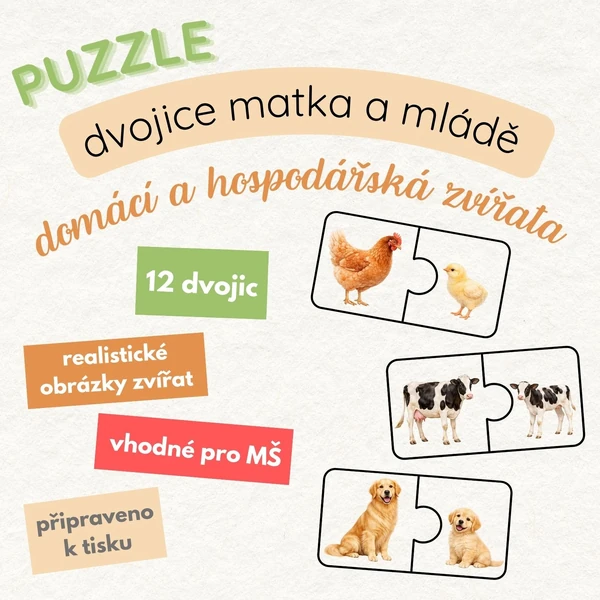PUZZLE - Dvojice matka a mládě 