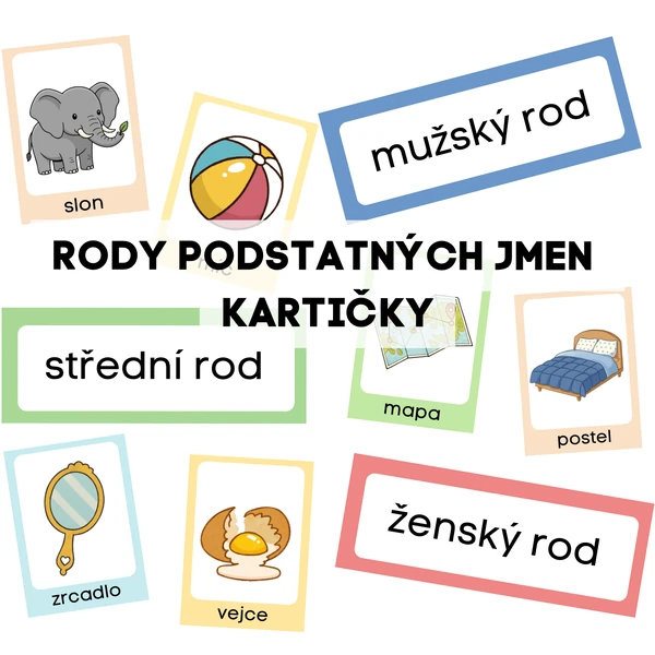 Rody podstatných jmen - kartičky 