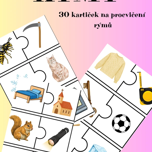 HLEDÁNÍ RÝMŮ - 30 kartiček na procvičení rýmů