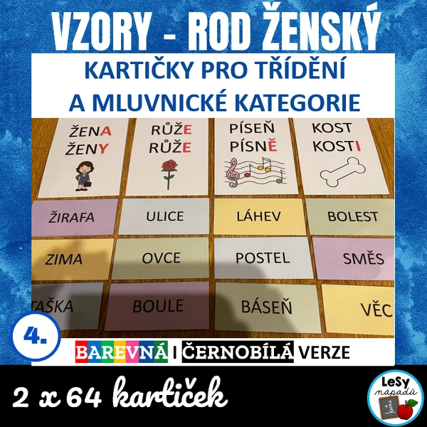 Vzory - kartičky pro třídění, rod ženský