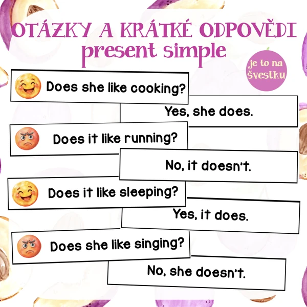 otázky a krátké odpovědi - present simple